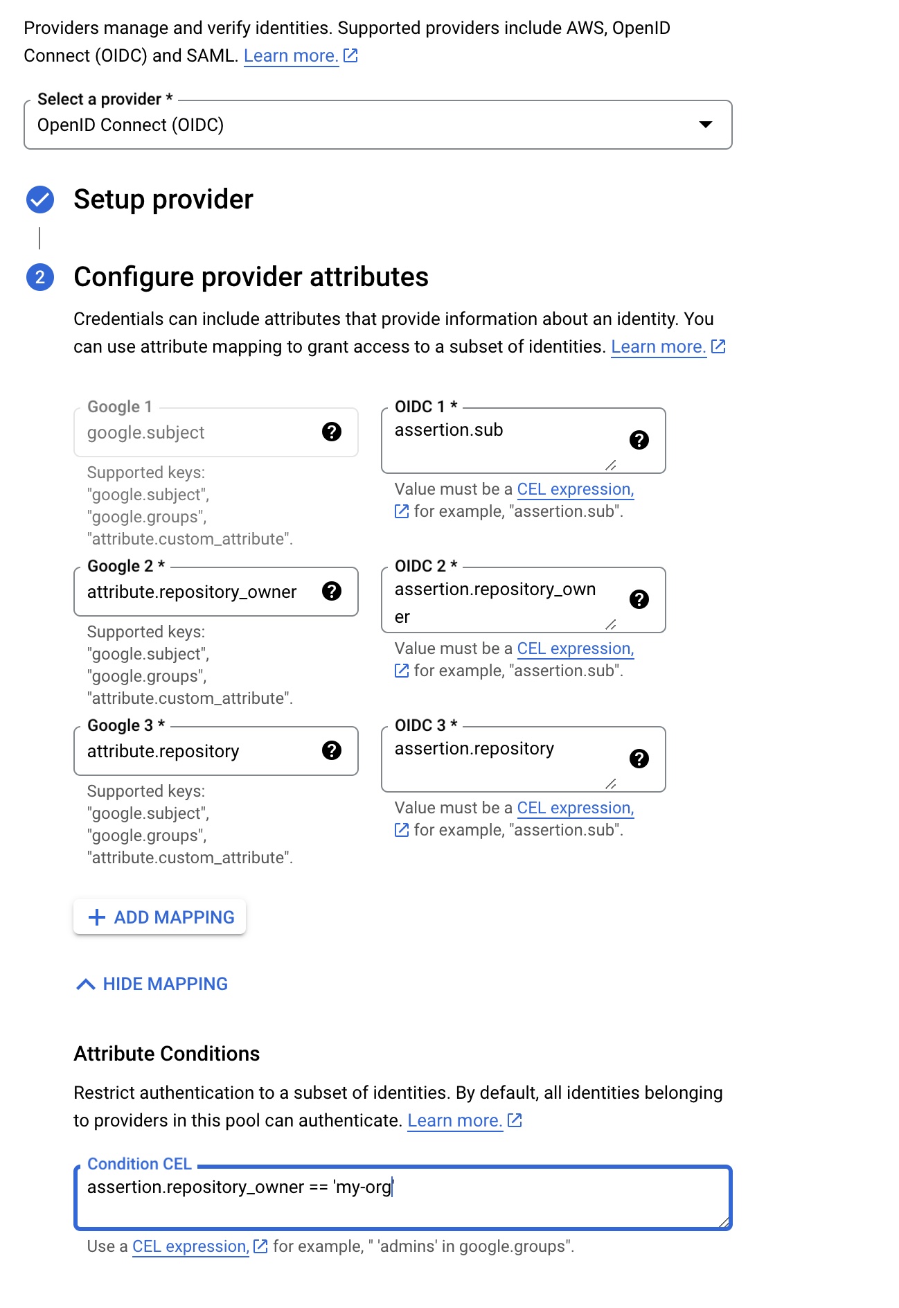 Setup attribute mappings